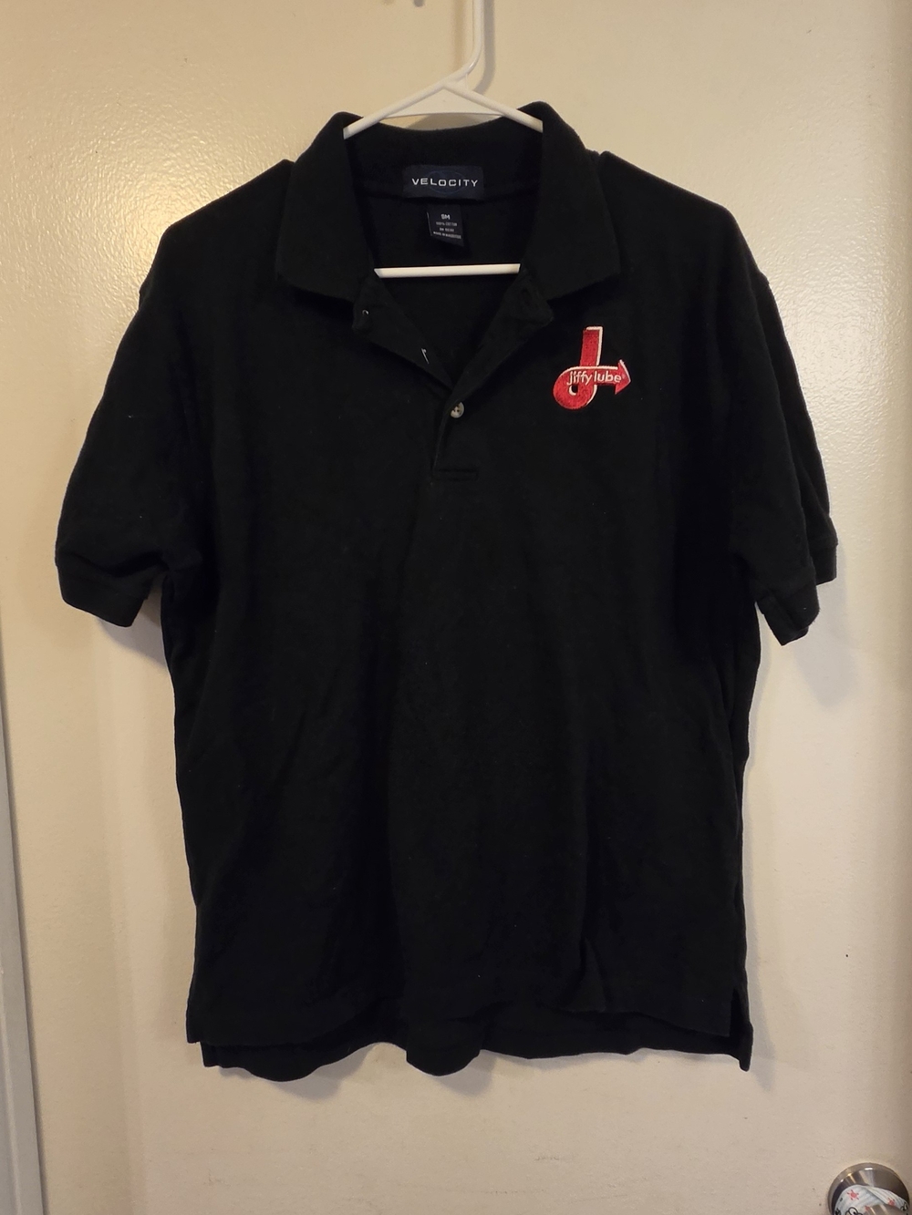 Velocity Black Polo with Red Embroidered Logo